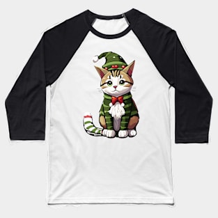 Christmas Cat - Elf Baseball T-Shirt